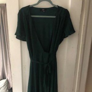 Rise to the Occasion Emerald Green Midi Wrap Dress